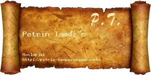 Petrin Tamás névjegykártya